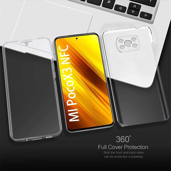 CaseUp Xiaomi Poco X3 NFC Kılıf 360 Çift Taraflı Silikon Şeffaf 2